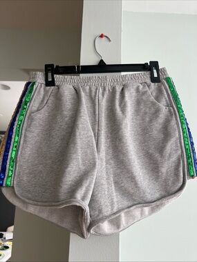 NWOT Rainbow Sequin Mainstrip Shorts Size L
